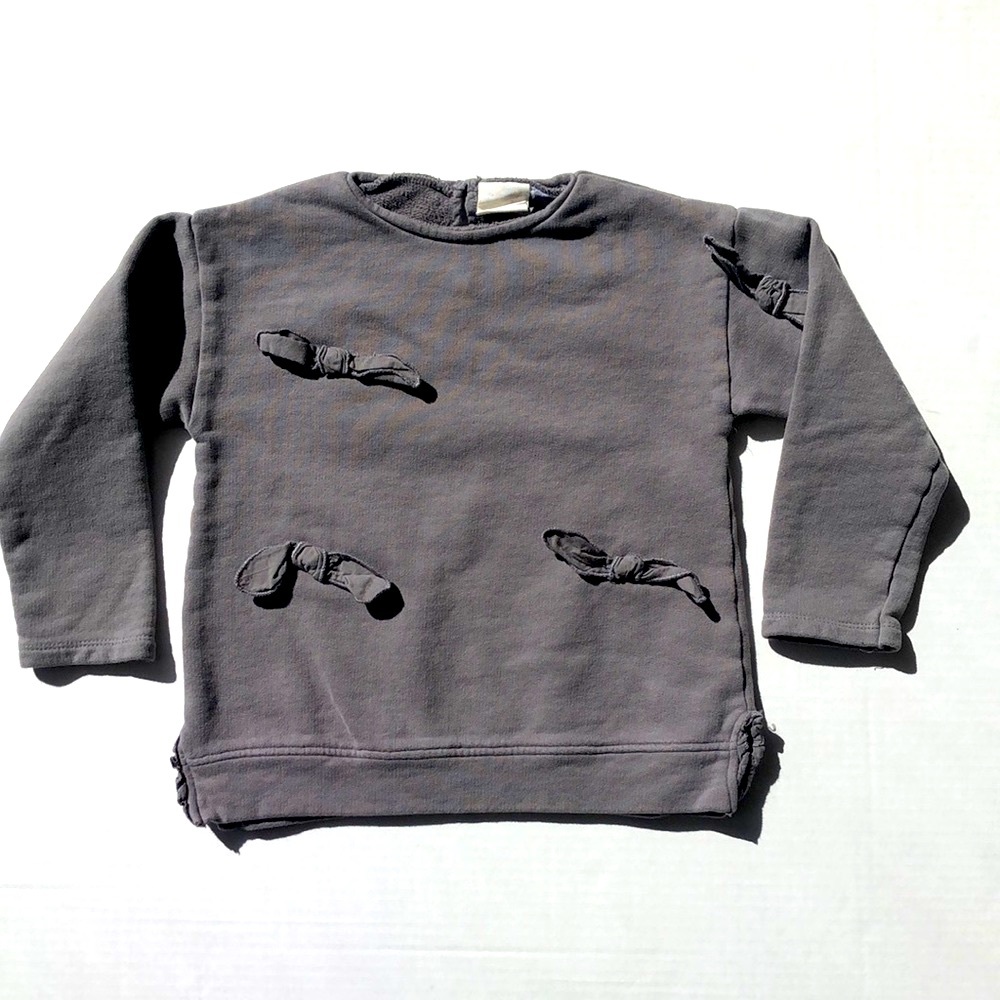 Zara Kids Grey Sweatshirt With Bows, Size 3/4Y